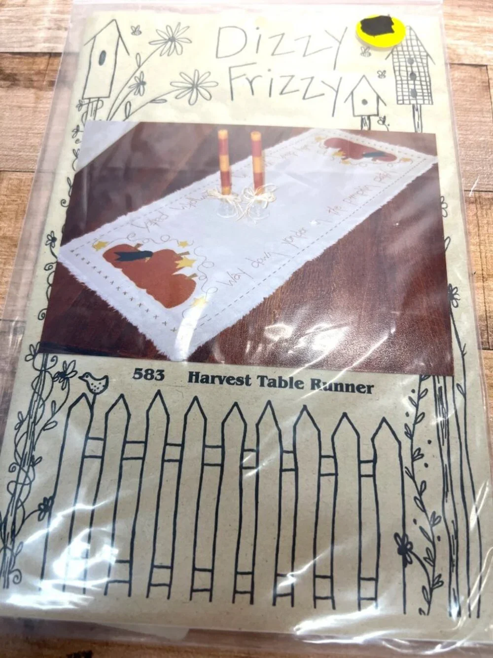Dizzy Frizzy Harvest Table Runner Embroidery Kit 583 Autumn Pumpkin Design